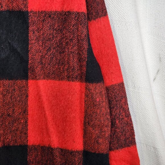 Bronzini Red and Black Buffalo Check Wool Blend Semi Lined Vintage Shacket Sz L - Picture 12 of 16